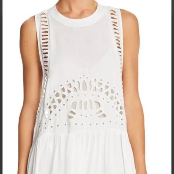 AQUA BLOOMINGDALES S Knee-Length Eyelet Open-Back Goddess Dress - Picture 4 of 4